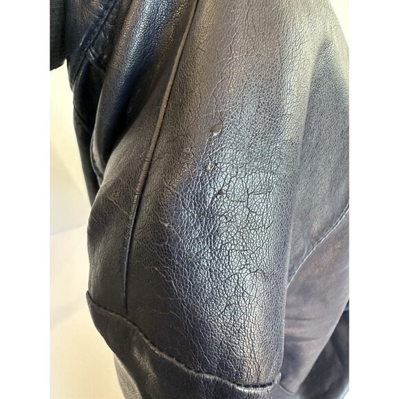 Kenneth Cole Reaction Navy Faux Leather Moto Jacket XL Stretch Designer - Picture 5 of 16